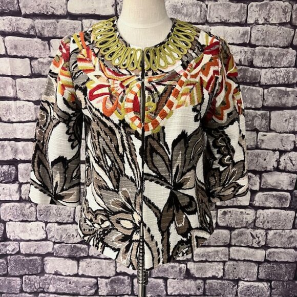 Chico's Jackets & Blazers - Chico's Multicolored Fully Lined 3/4 Sleeve Jacket Size M